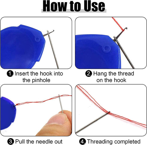 TOOVREN Needle Threader for Hand Sewing 12 Pcs Plastic Wire Hook Simple Threader for Needles Small Eye Needle Threader for Sewing Machine Needle T...